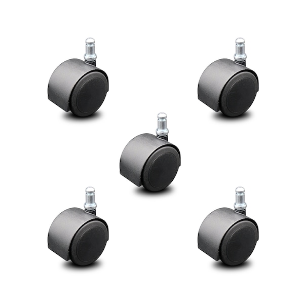 Service Caster 2.375 Inch Flat Black Hooded Urethane Twin Wheel Grip Ring Chair Casters, 5PK SCC-GR02S60D-NYU-FB-716X78-5 - main